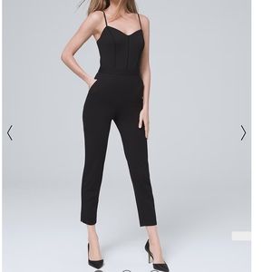 WHBM Sweetheart Jumpsuit Black Straight Leg Ankle Length Sz 10 NWT